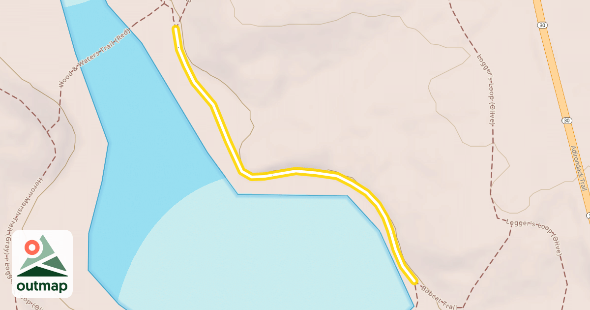 Map of Heron Marsh Trail (Gray) / Bobcat Trail (Yellow)