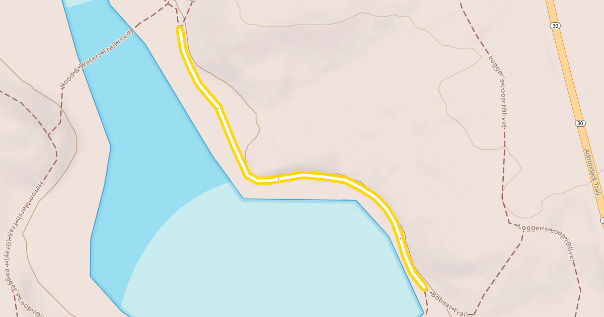 Map preview of Heron Marsh Trail (Gray) / Bobcat Trail (Yellow)