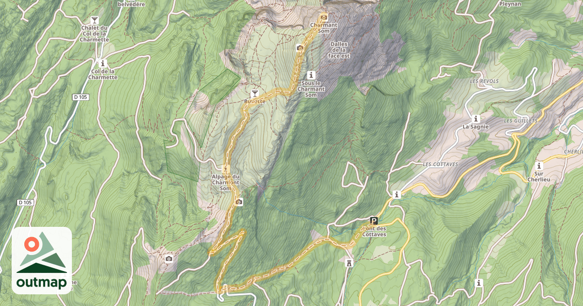 Map of Charmant Som — Pont des Cottaves