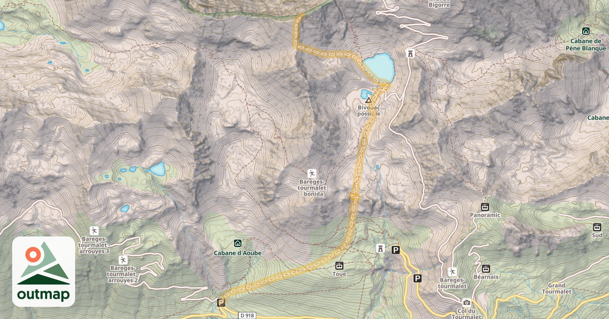 Map of Pene Blanque — Parking d'Aoube