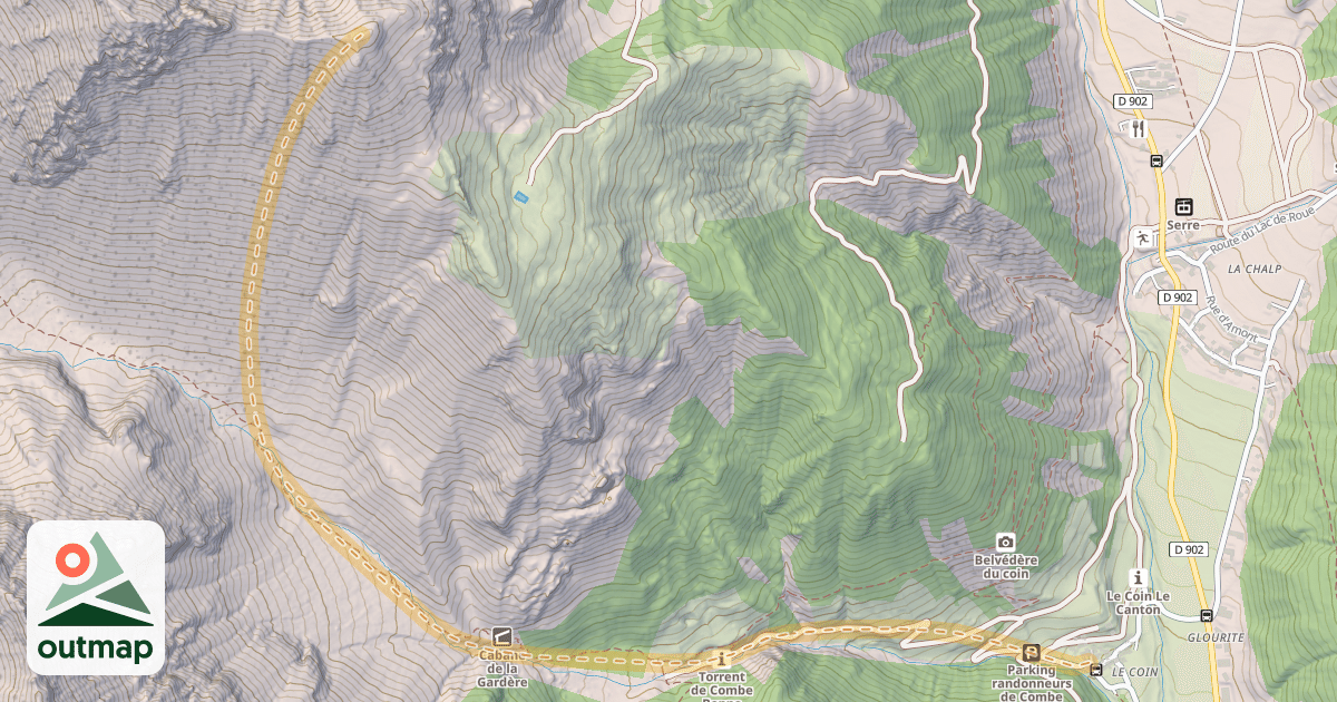 Map of Crête de Jambe Route — Arvieux-le-Coin