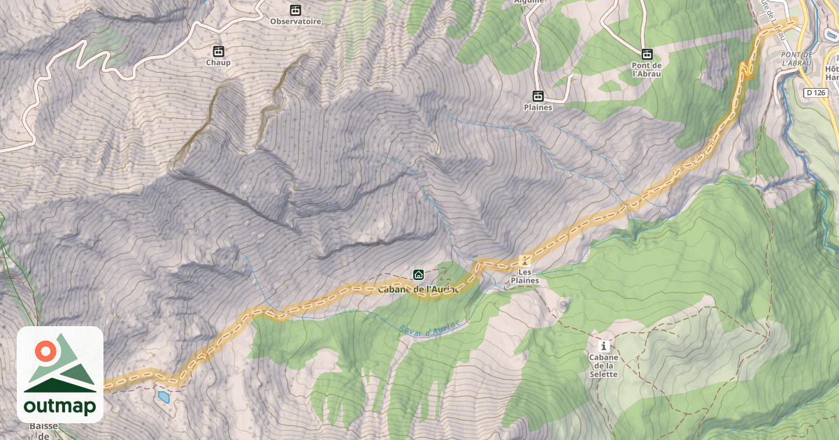 Map of Baisse de l'Auriac ou Pas de l'Estrop — La Foux d'Allos