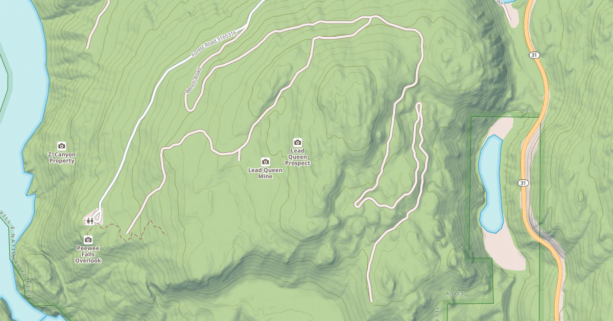 Map preview of PEEWEE FALLS OVERLOOK/BENCH