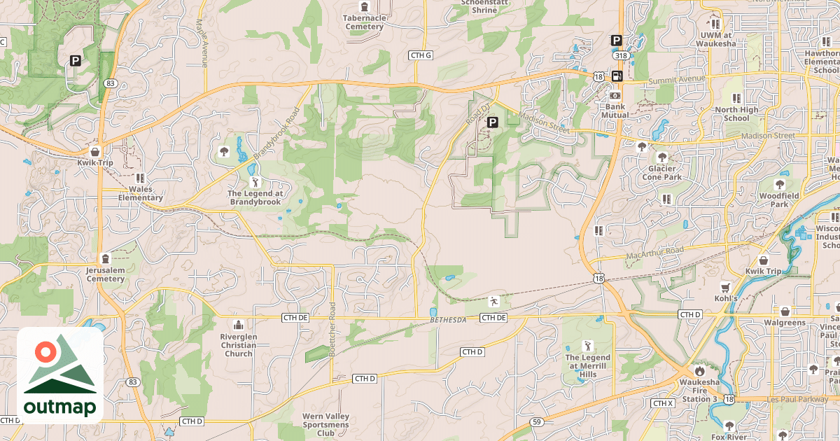 Map of Glacial Drumlin State Trail