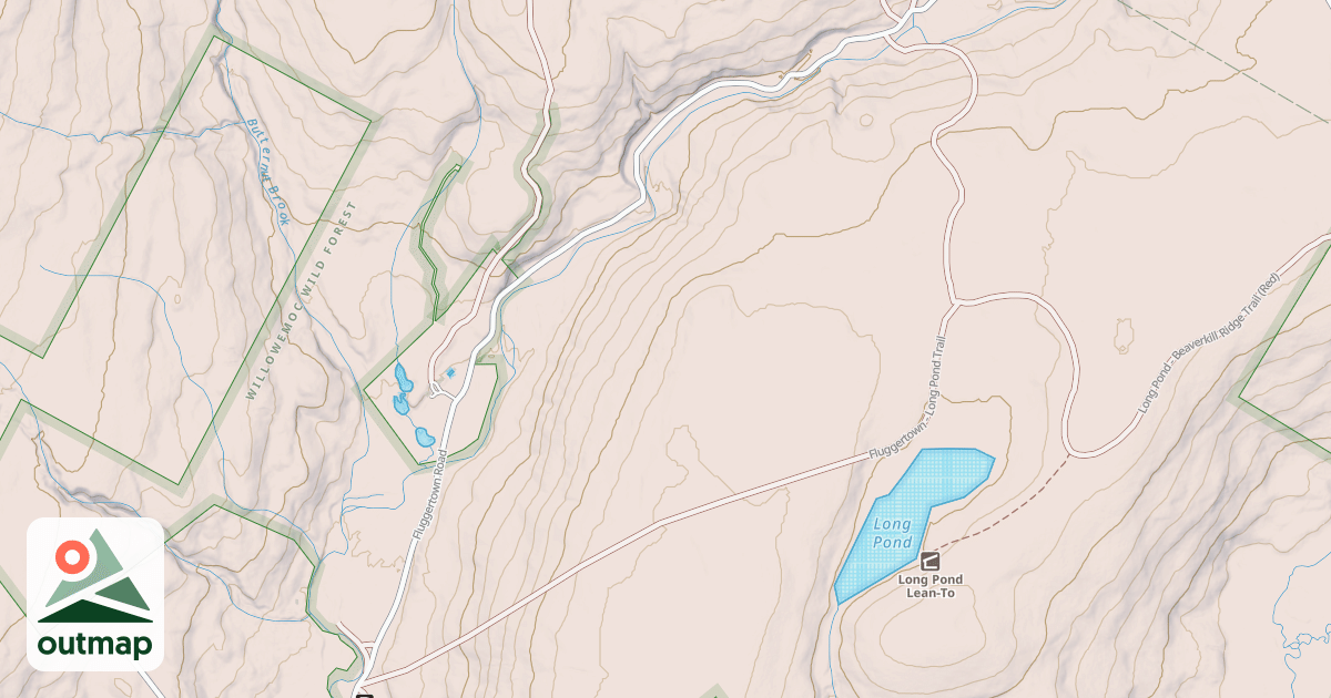 Map of Fluggertown Road Long Pond Trail