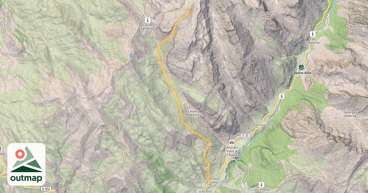 Map of La Mortice sommet sud — Grande Serenne