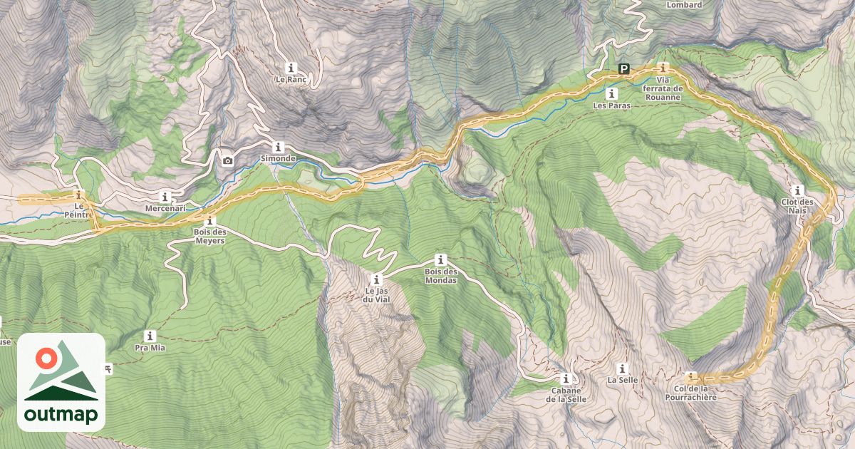 Map of Col de la Pourrachière — Le Peintre