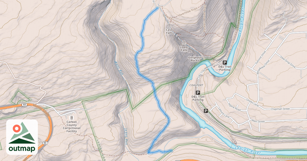 Map of Jeans' Run Trail