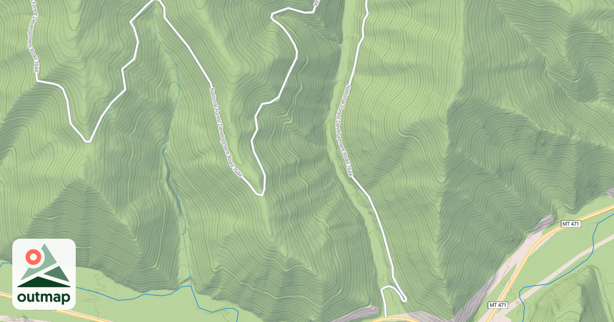 Map of LOWER LUCKY BOY