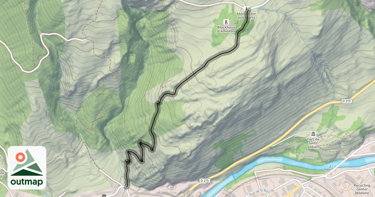 Map of Chemin Amodon-l'Outraz