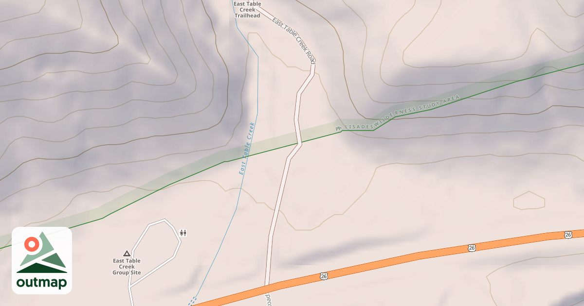 Map of EAST TABLE CREEK