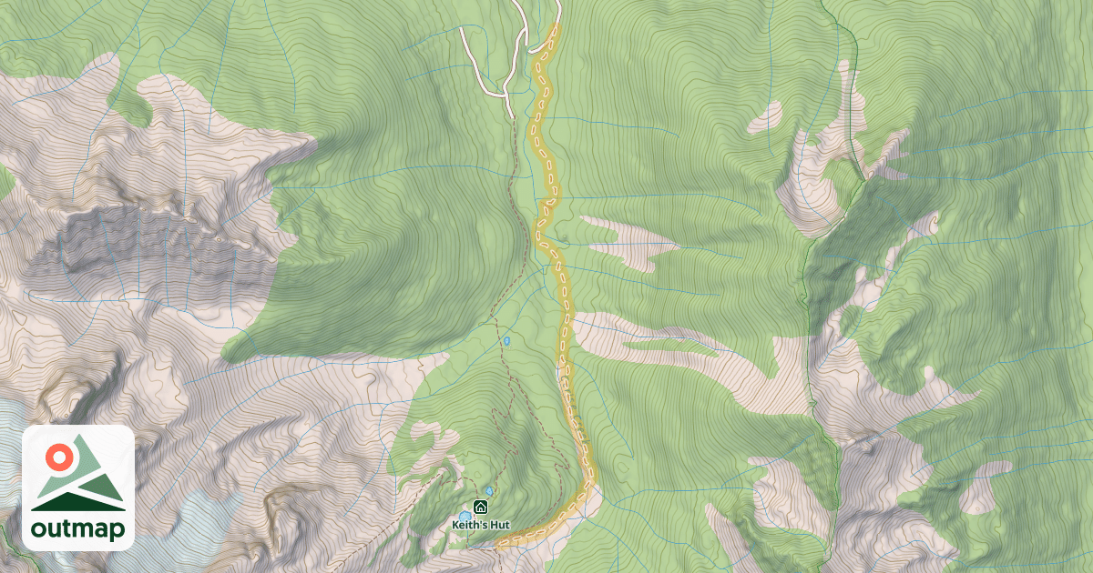 Map of Keith's Hut Winter Access