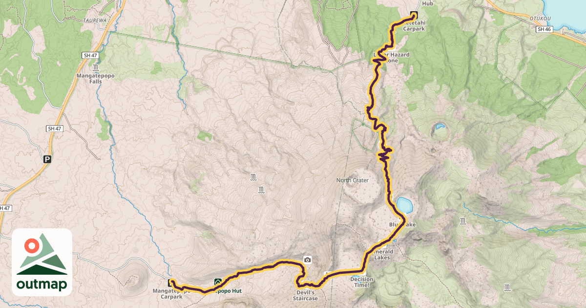 Map of Tongariro Alpine Crossing