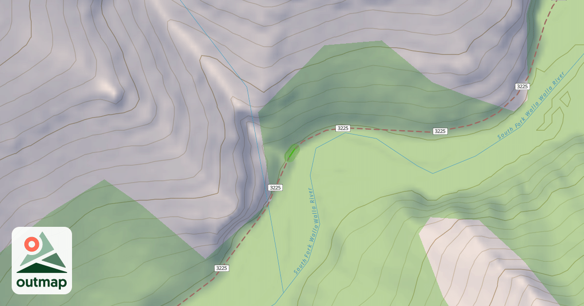 Map of South Fork Walla Walla Trail #3225