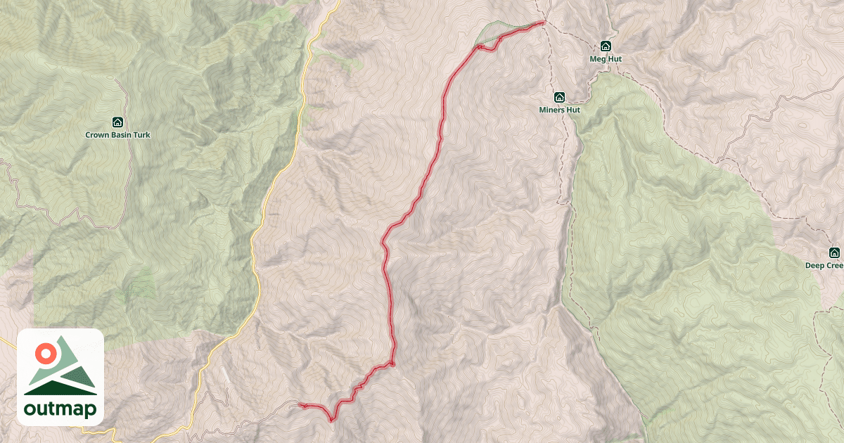 Map of Rock Peak Track To Tuhoys Saddle