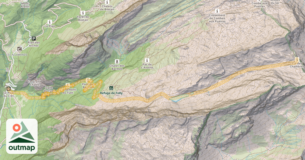 Map of Col des Chambres — Pied-du-Crêt