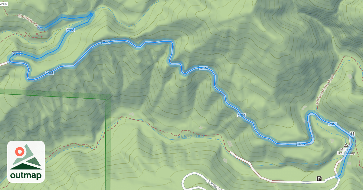 Map of Millard Canyon Road