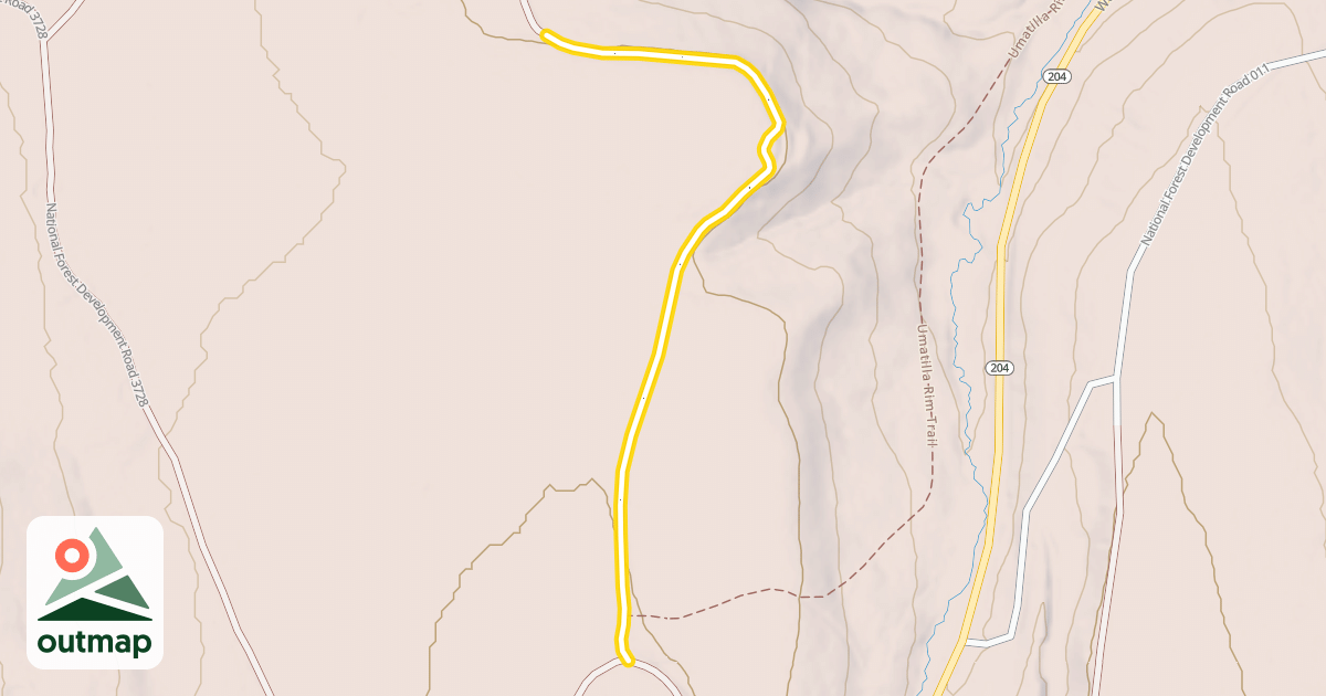 Map of National Forest Development Road 020