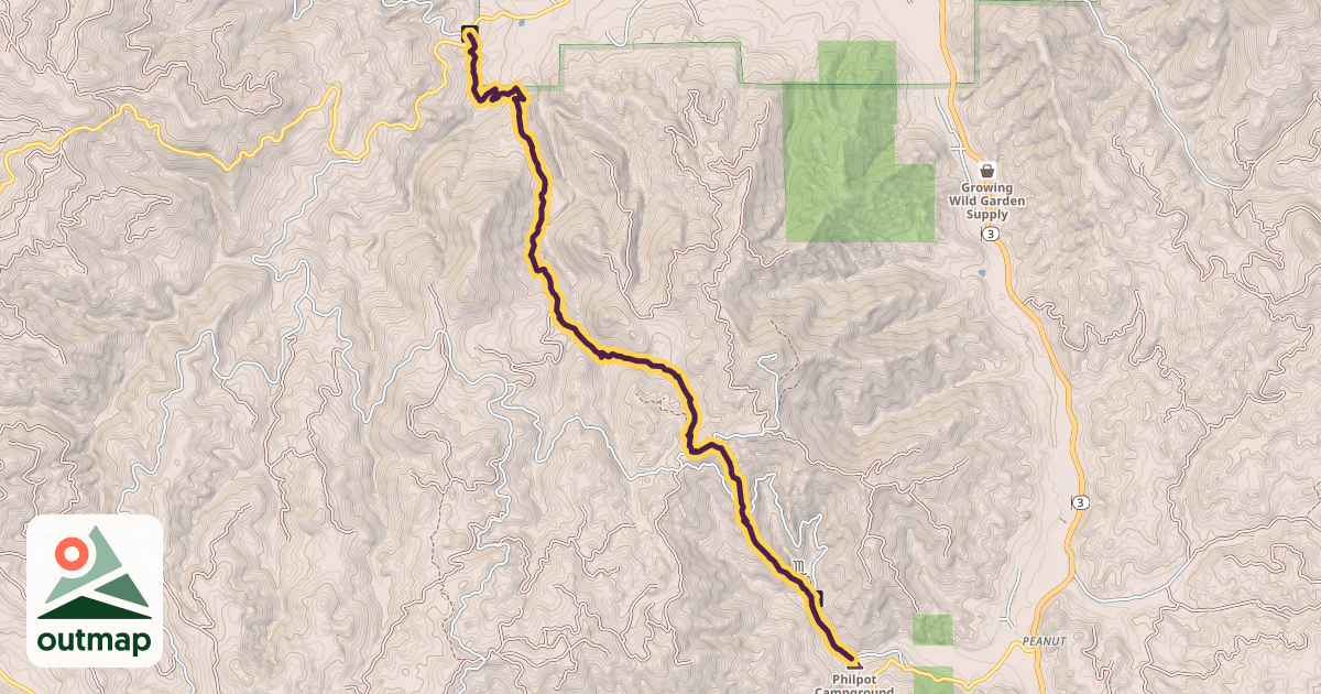 Map of East Tule Creek Trail