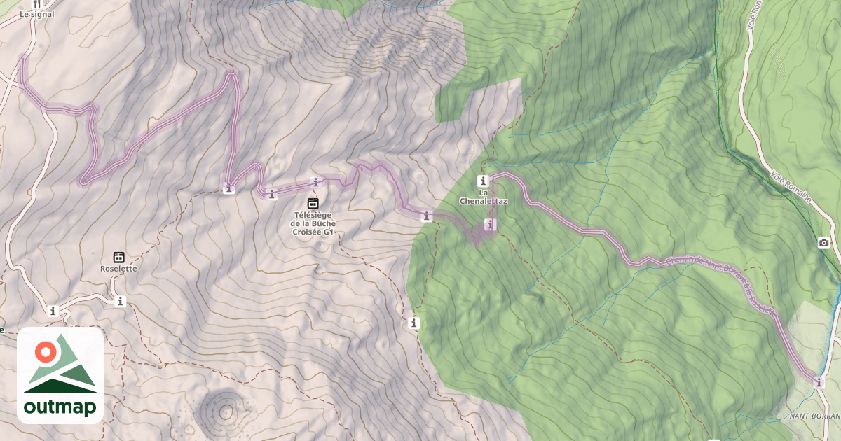 Map of Chemin de Nant Borrant à la Roselette