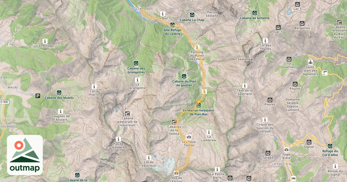 Map of Tête de l'Estrop — Les Clarionds