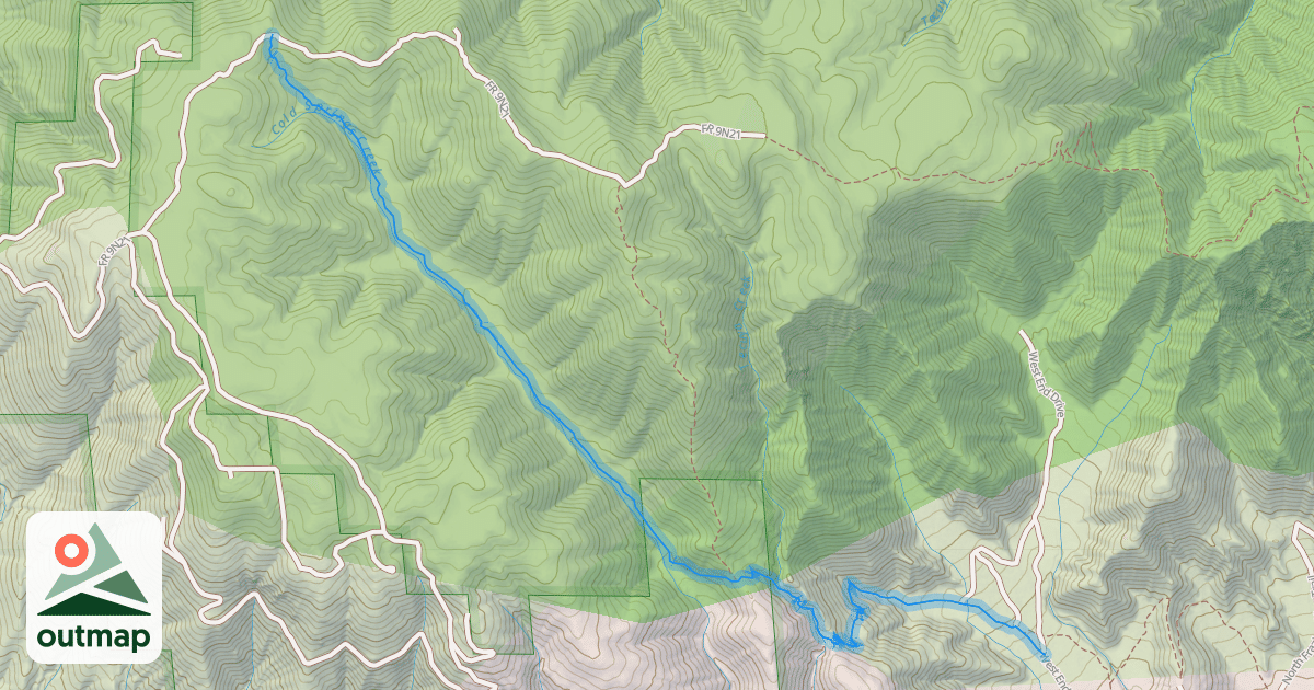 Map of Cold Springs Canyon