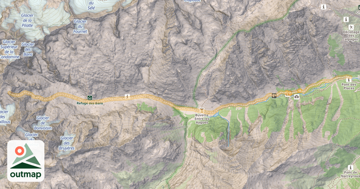 Map of Pas des Aupillons — Pont des Places