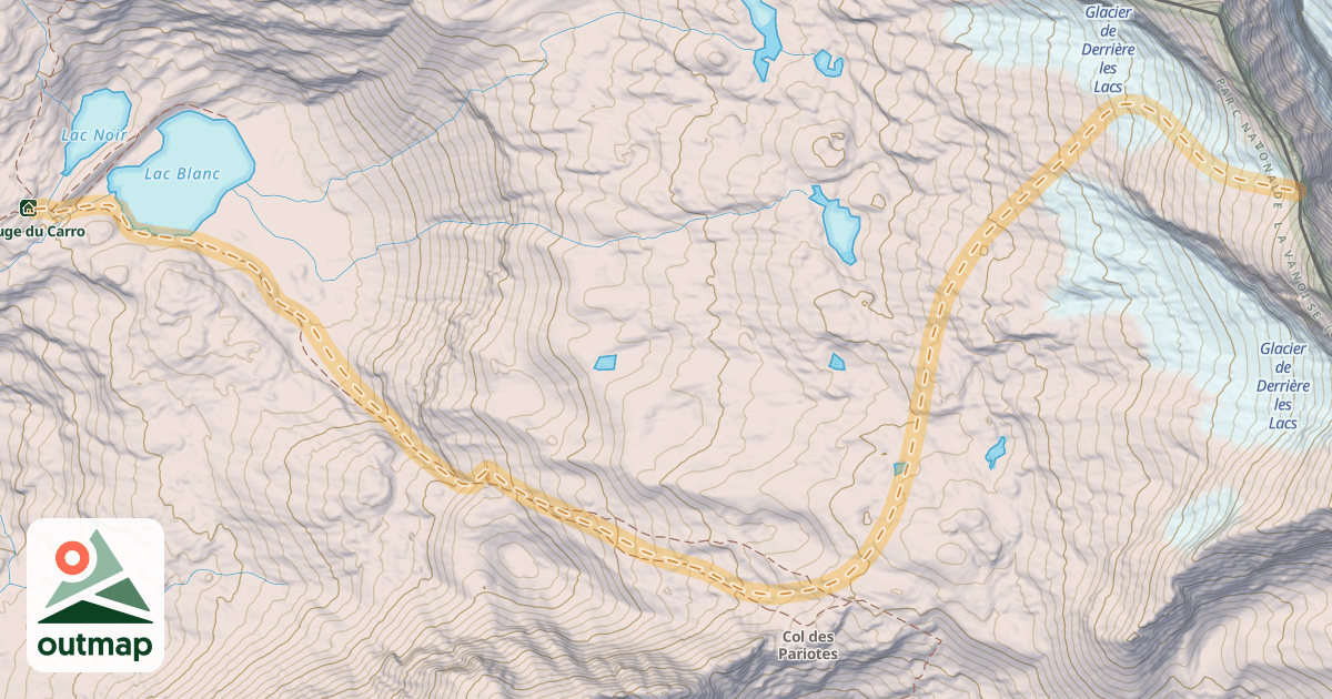 Map of Col de l'Uja — Refuge du Carro