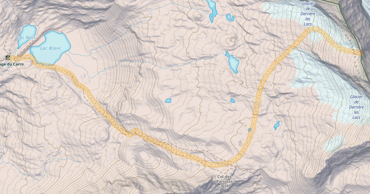 Map preview of Col de l'Uja — Refuge du Carro