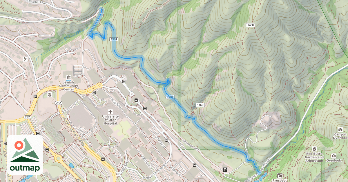 Map of Bonneville Shoreline Trail - Mount Van Cott Section