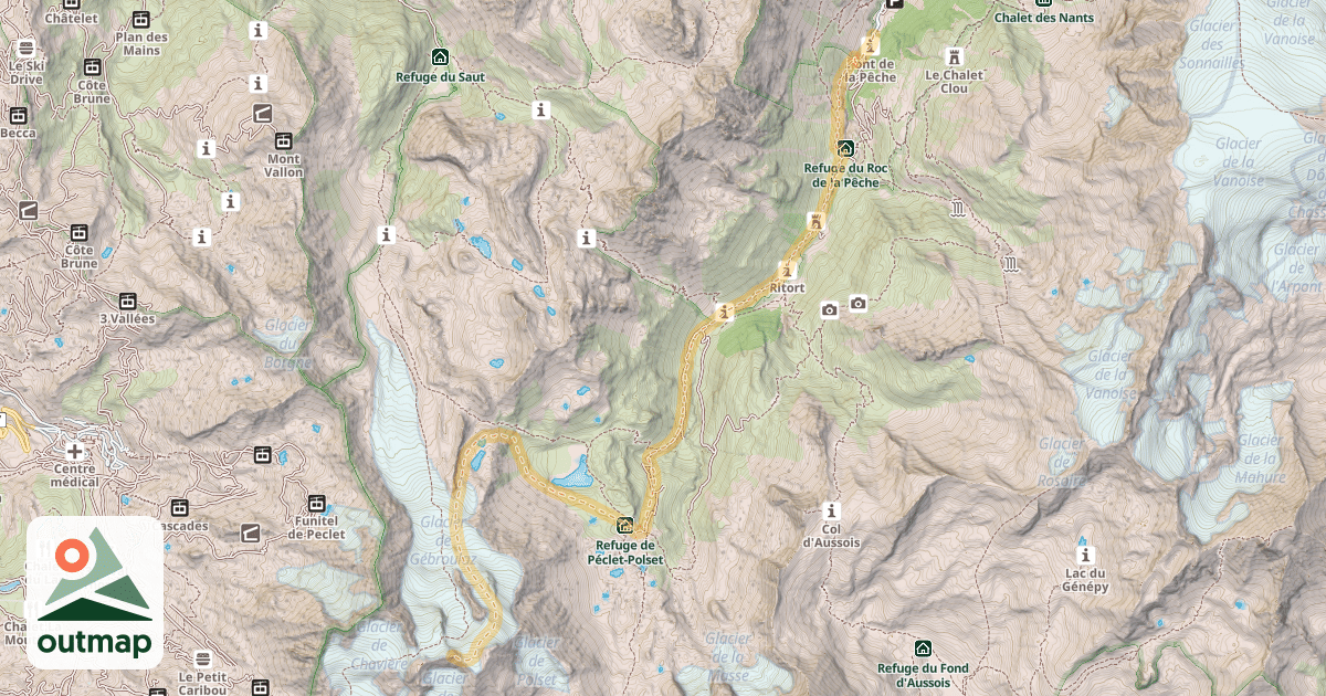 Map of Aiguille de Polset — Pont de la Pêche