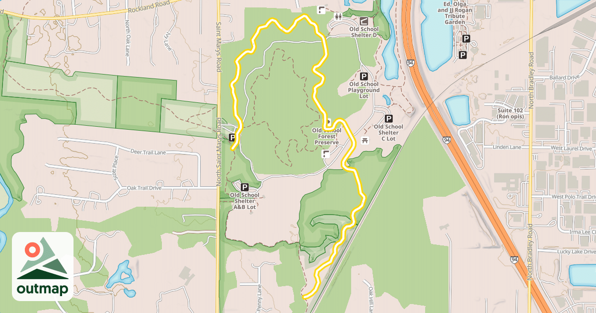 Map of Old School Yellow Trail