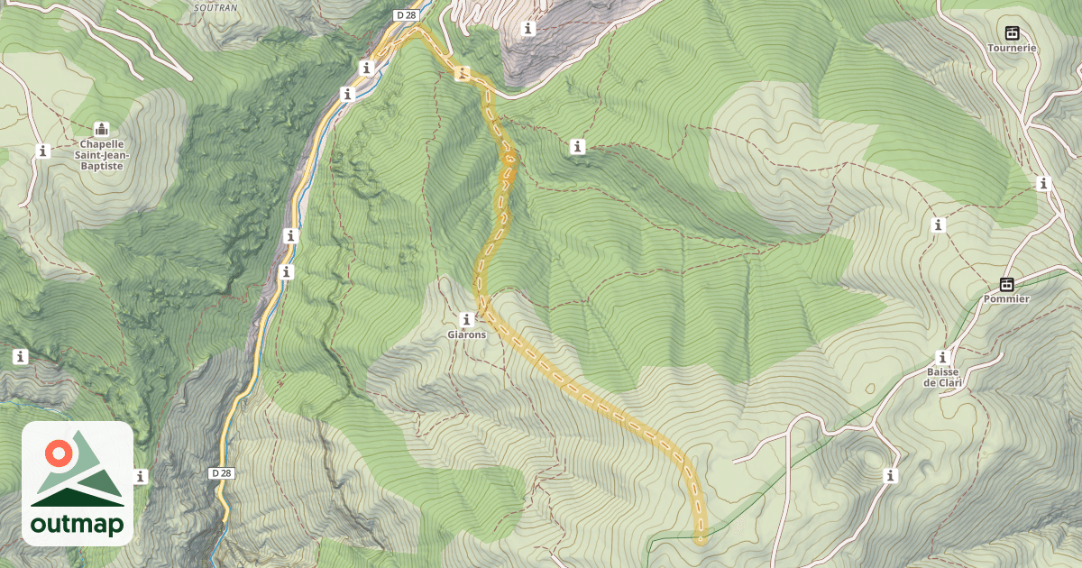 Map of Tête de Giarons — Pré de Chaudi