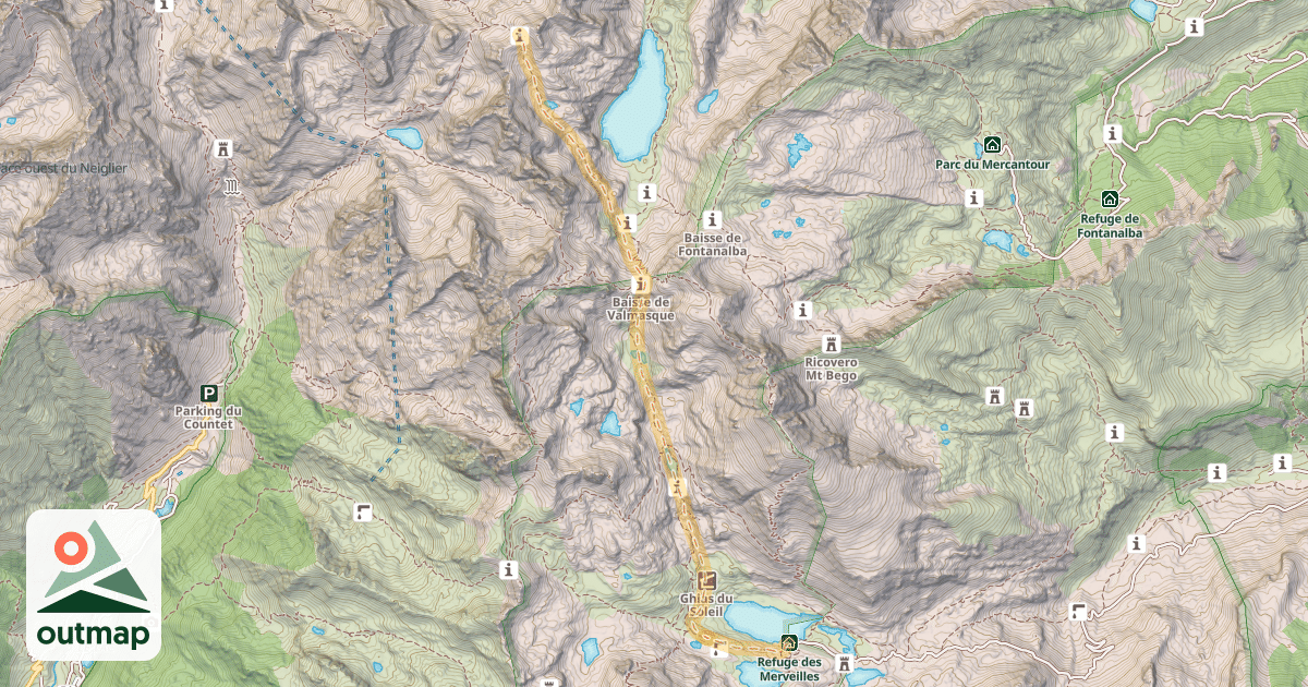 Map of Baisse du Basto — Refuge des Merveilles