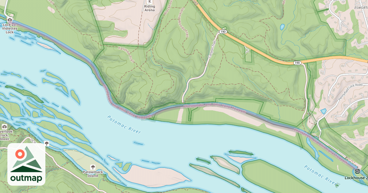 Map of Chesapeake and Ohio Canal Towpath