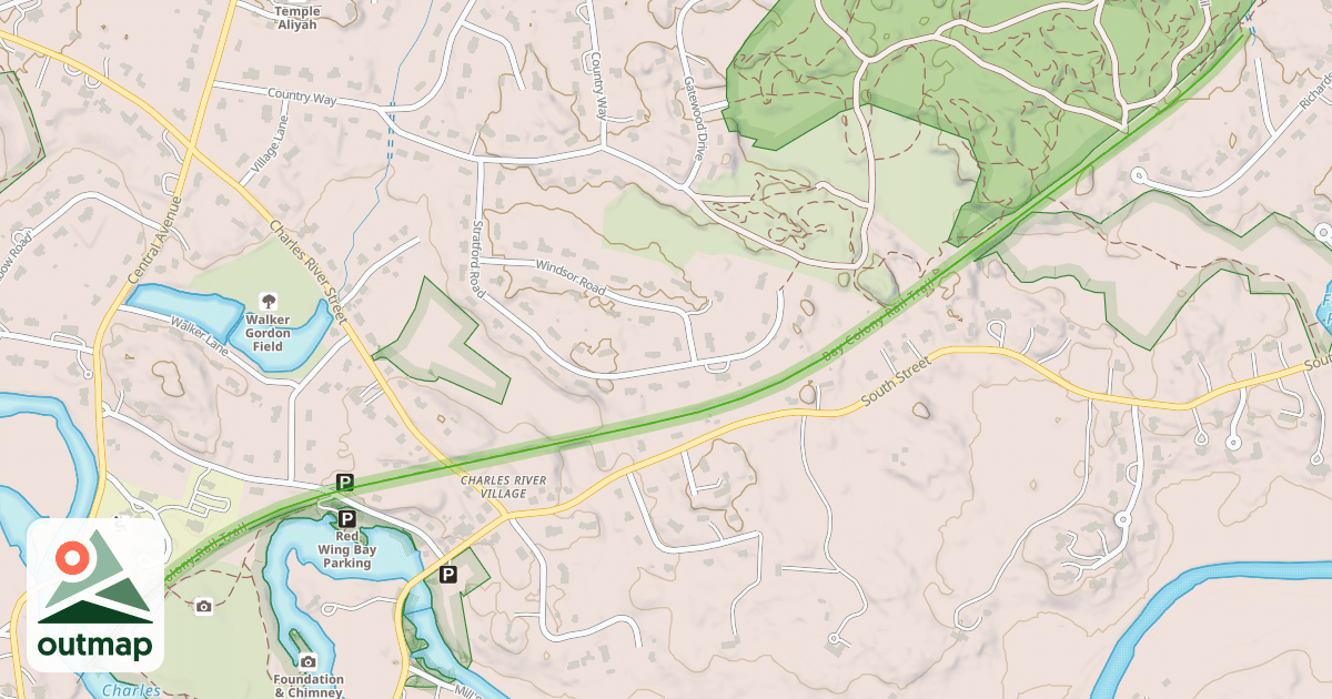 Map of Bay Colony Rail Trail