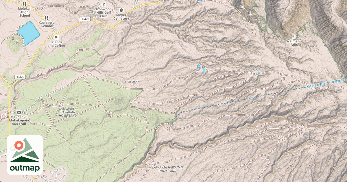 Map of Maunahui-Makakupaia Access Road