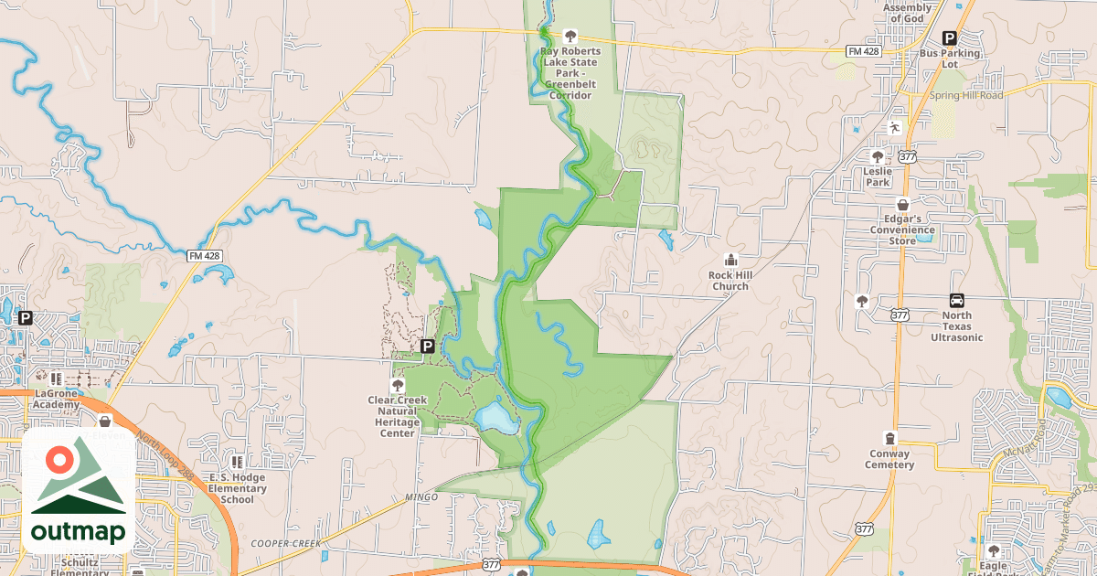 Map of Greenbelt Corridor in Ray Roberts Lake State Park