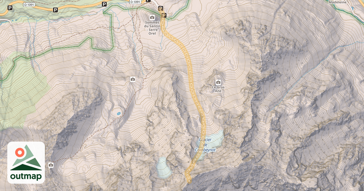 Map of Crête de Combeynot — Col du Lautaret