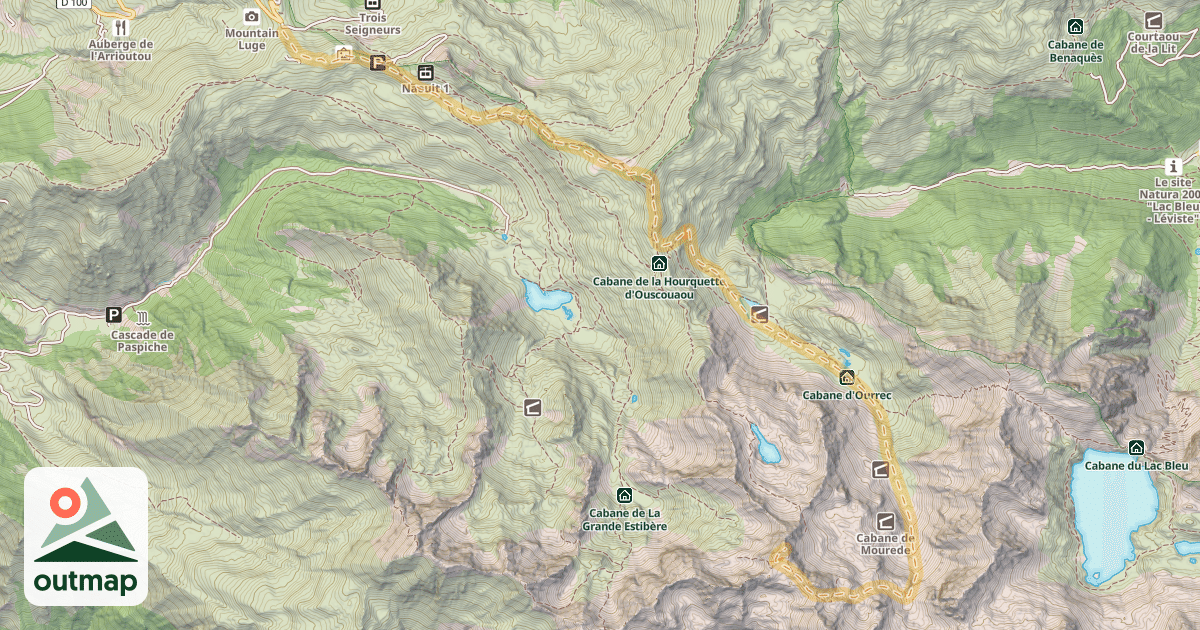 Map of Soum de Lascours — Station de Hautacam - Col de Tramassel ou de Buraou