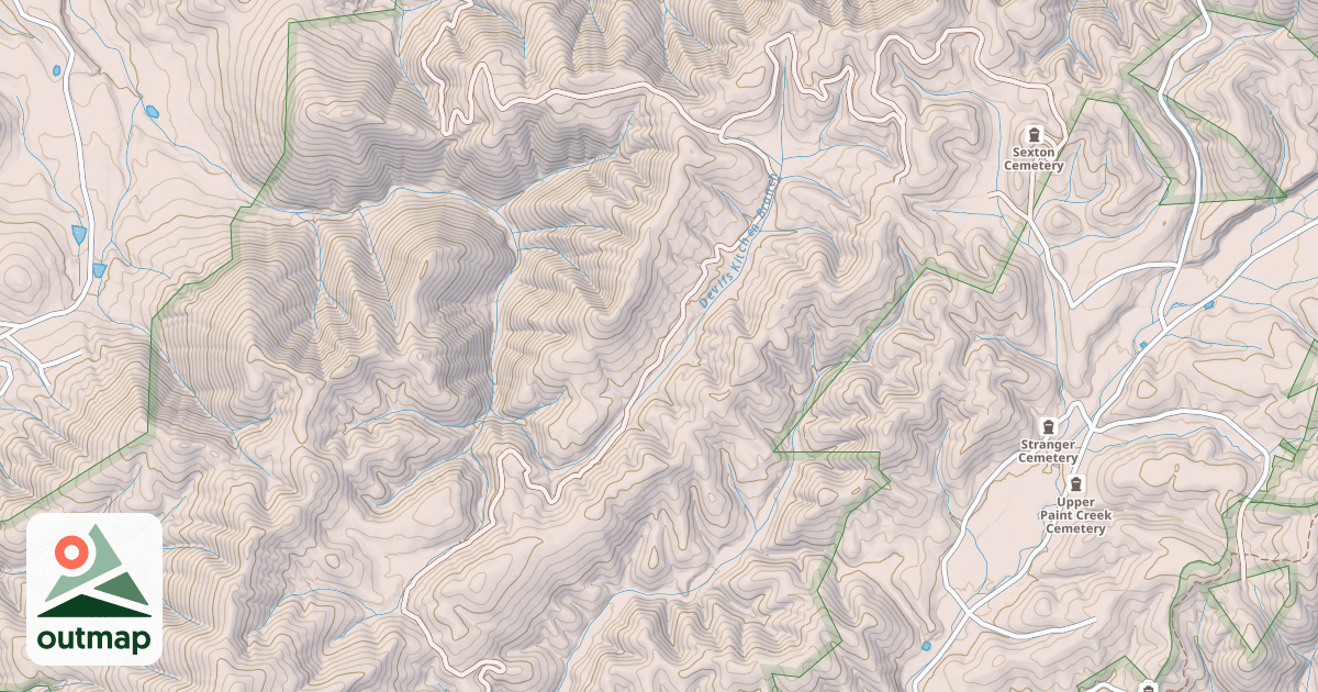Map of DEVILS KITCHEN SPUR