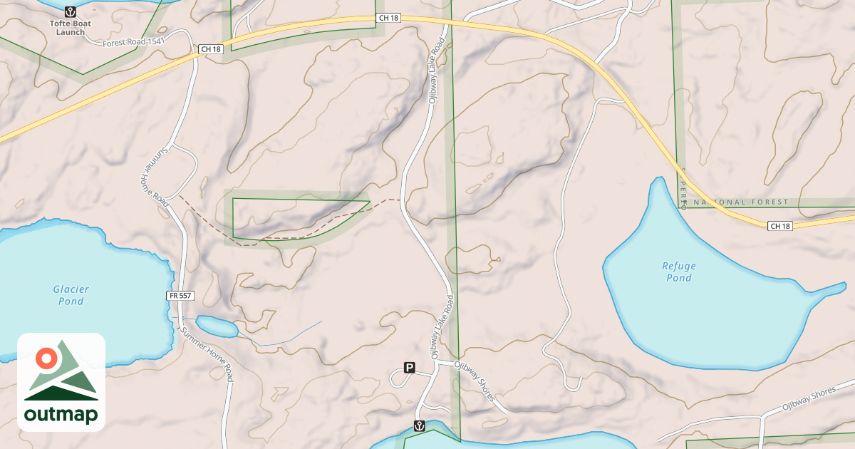 Map of OJIBWAY LAKE