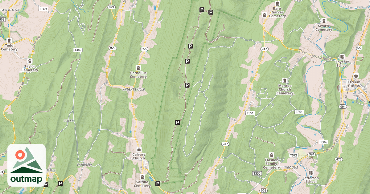 Map of Jack's Mt Rd