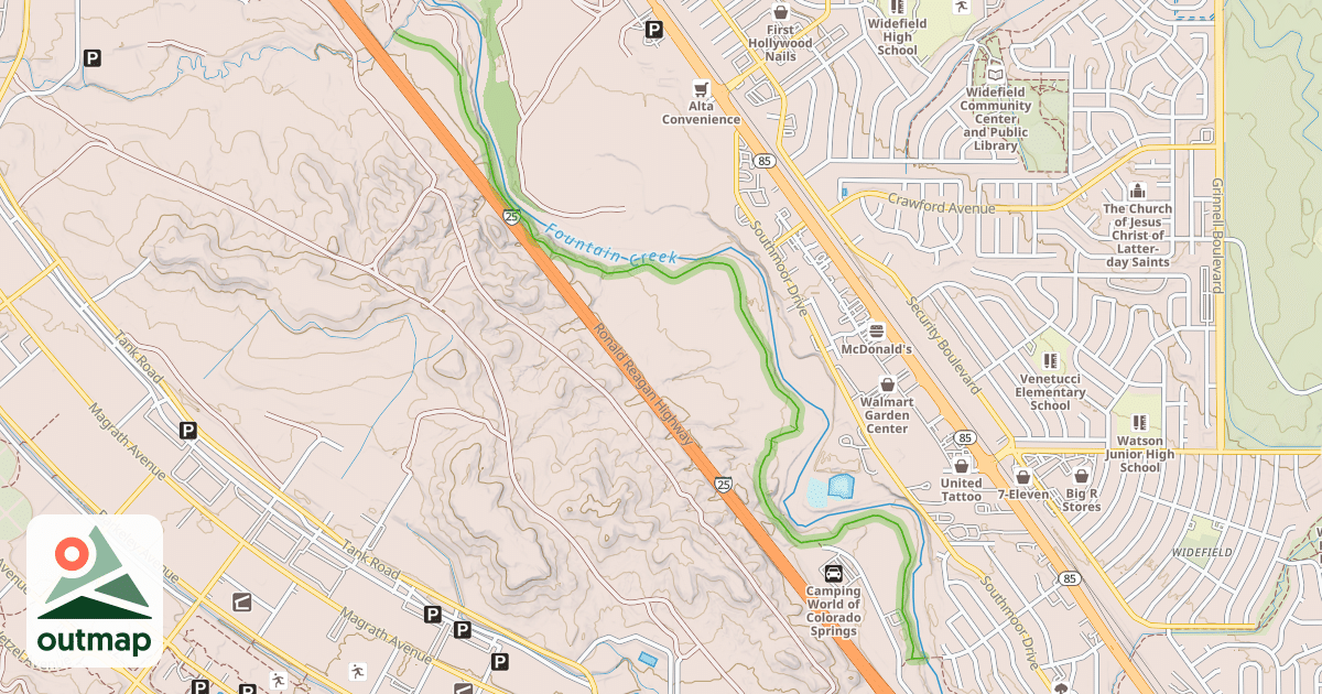 Map of Fountain Creek Regional Trail