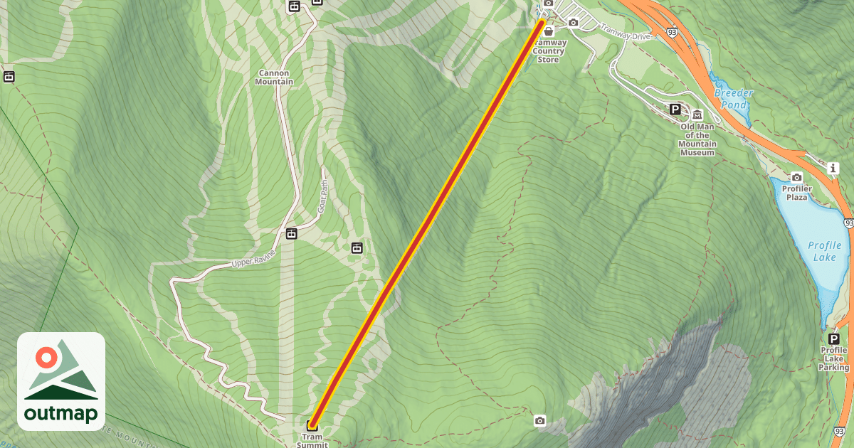 Map of Cannon Mountain Aerial Tramway