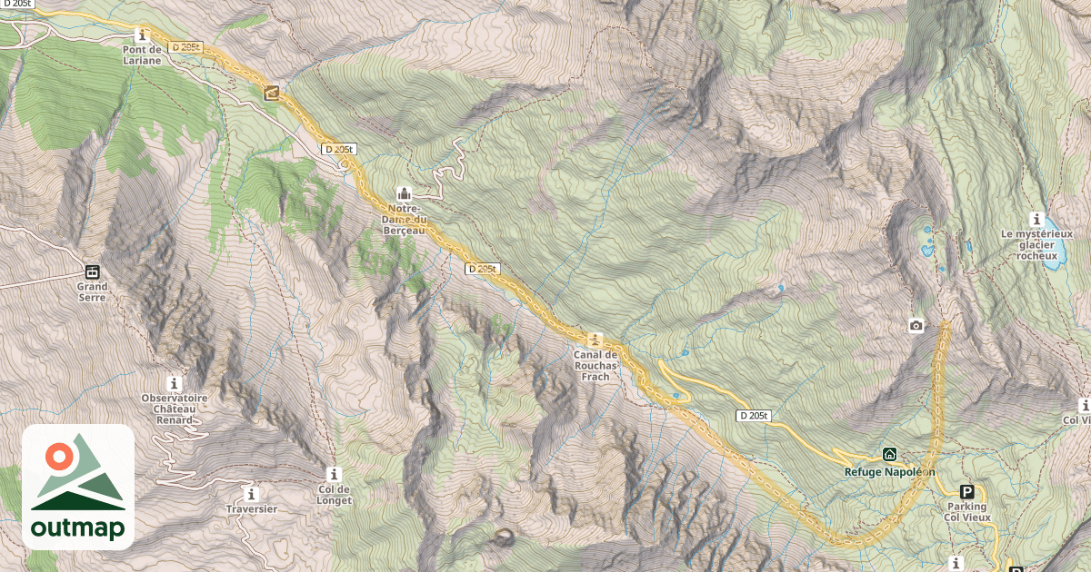 Map of Col de l'Eychassier — Pont de Lariane