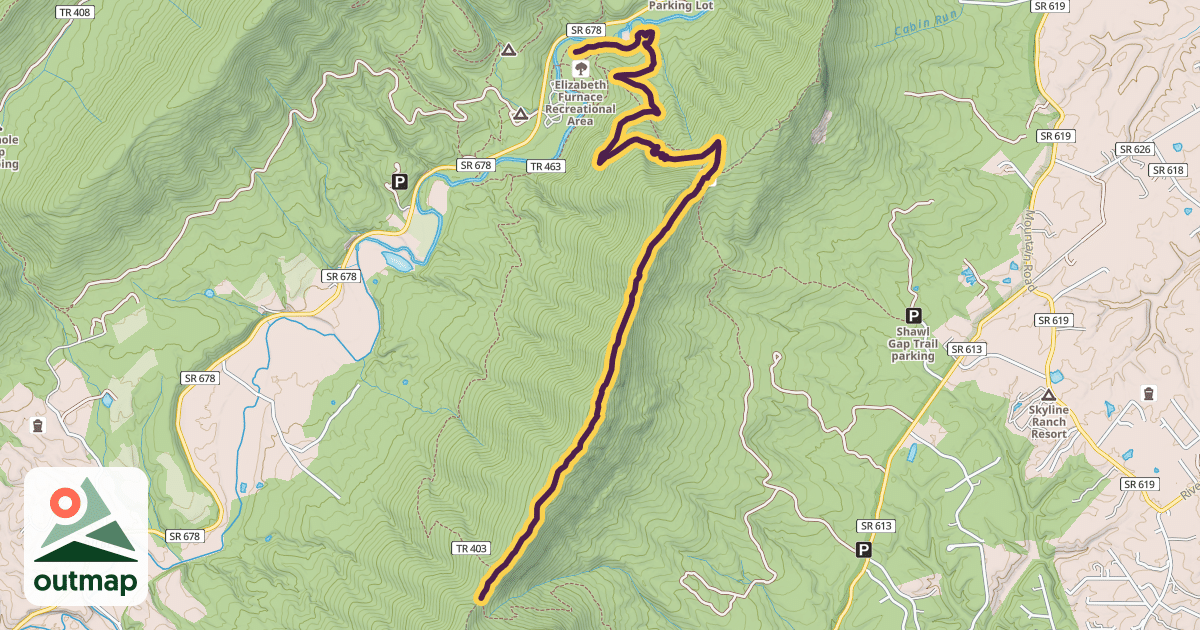 Map of Tuscarora-Massanutten Trail