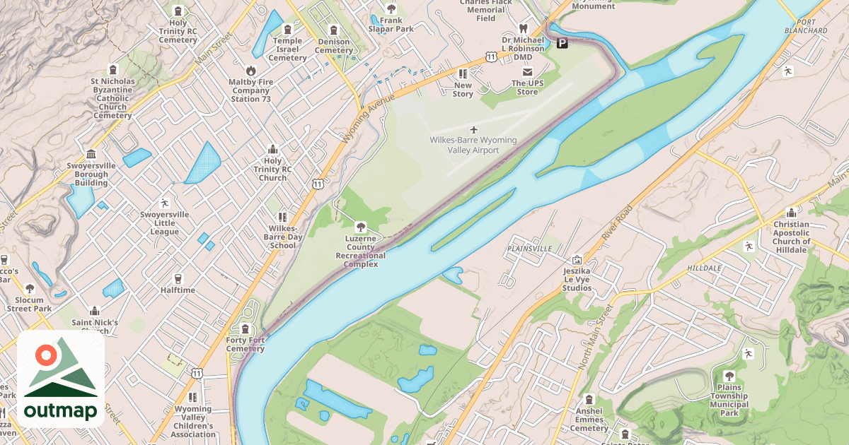 Map of Luzerne County Levee Trail