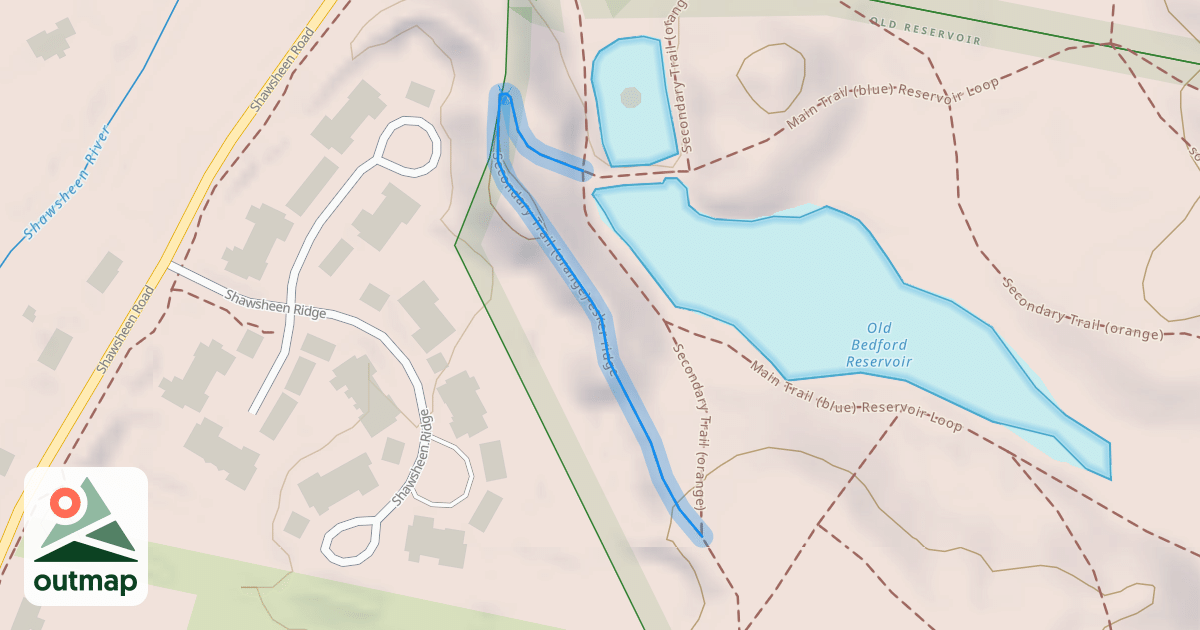 Map of Secondary Trail (orange) esker ridge