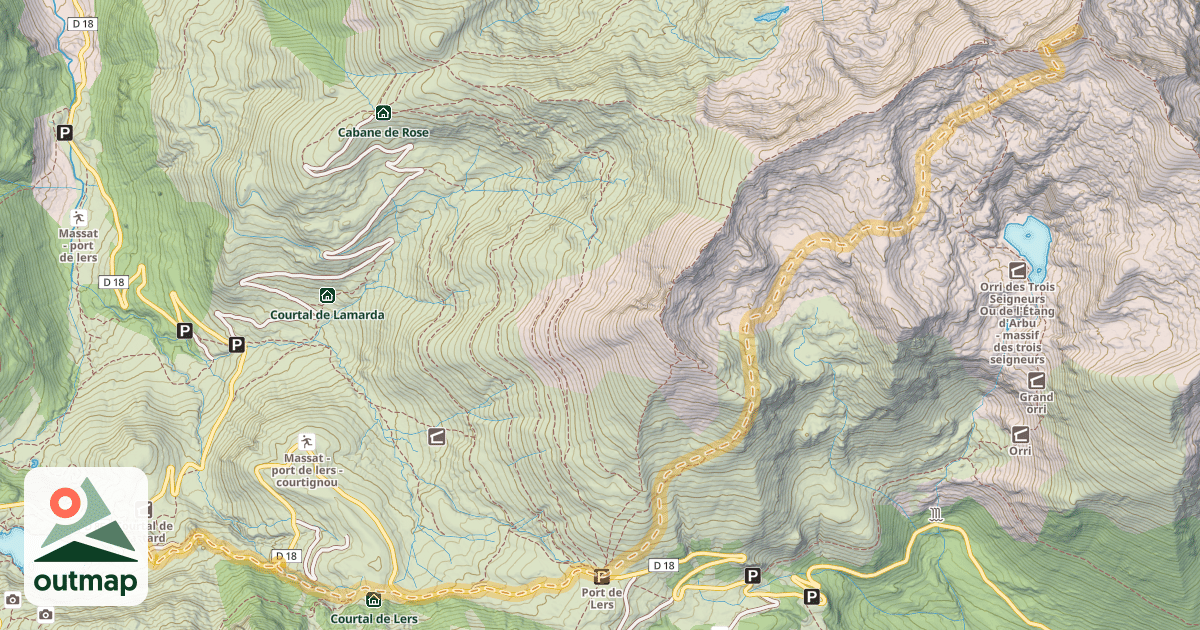 Map of Pic des Trois Seigneurs — Étang de Lers